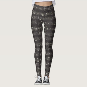 Leggings guêtres de thème de musique de motif de note de