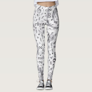 Leggings guêtres de thème de musique de motif de note de