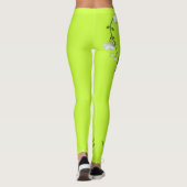 Leggings Guêtres de vert de chaux avec la fleur de Vining (Dos)