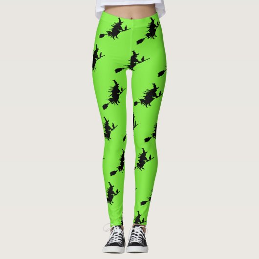 Leggings Guêtres de vert de chaux de sorcière de vol (Devant)