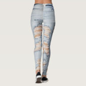 Leggings Guêtres déchirées de motif de jeans (Dos)