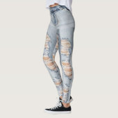 Leggings Guêtres déchirées de motif de jeans (Gauche)