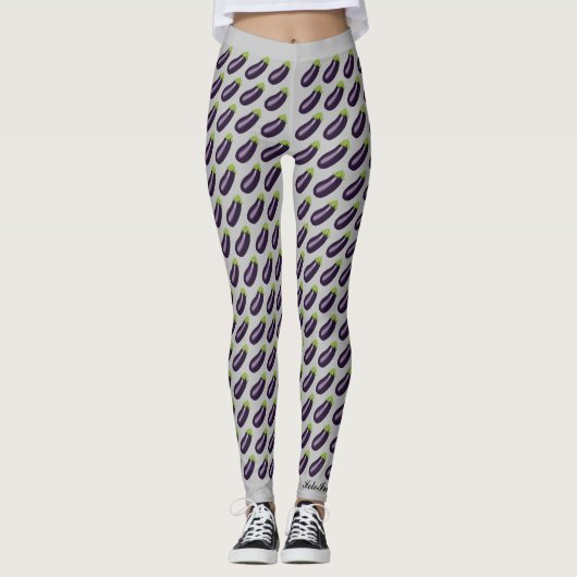 Leggings Guêtres d'Emoji d'aubergine (Devant)