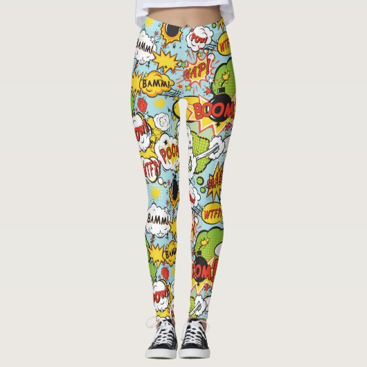 Leggings Guêtres d'énonciations de bande dessinée (Devant)