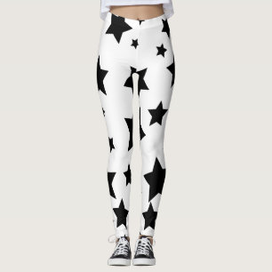 Leggings guêtres d'étoiles de blanc et de noir