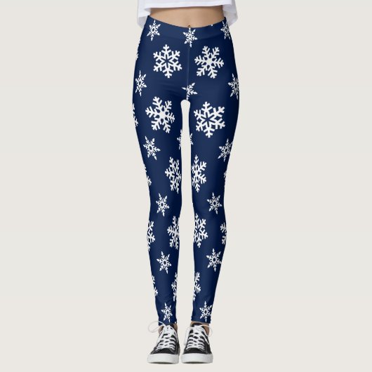 Leggings Guêtres d'hiver, flocons de neige blancs sur le (Devant)