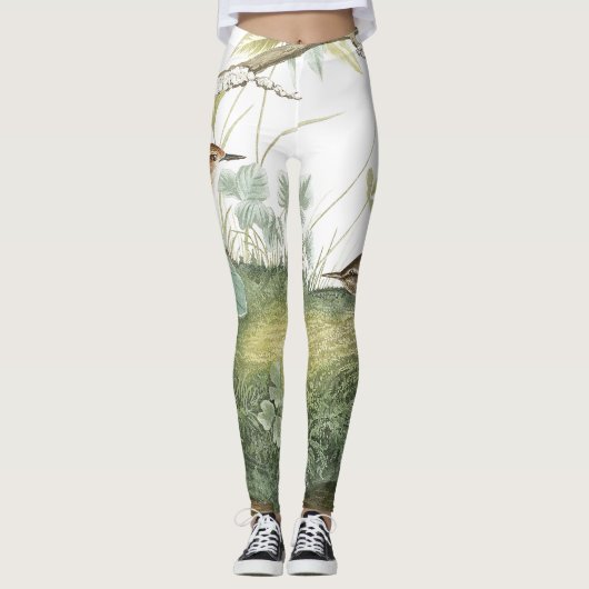 Leggings Guêtres d'impression de faune d'oiseau de roitelet (Devant)