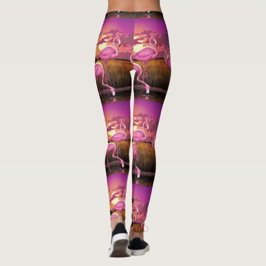 Leggings Guêtres d'impression de Flamant rose (Dos)