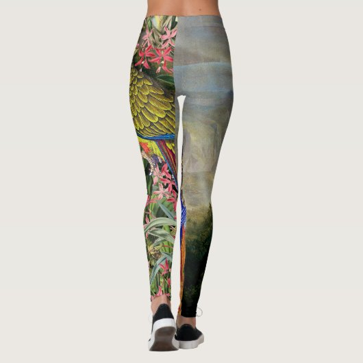 Leggings Guêtres d'impression de fleur d'oiseau de (Dos)