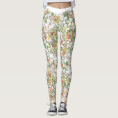 Leggings Guêtres d'impression de fleurs de rose trémière de (Devant)