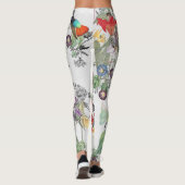 Leggings Guêtres d'impression de fleurs d'oiseaux de (Dos)