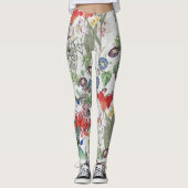 Leggings Guêtres d'impression de fleurs d'oiseaux de (Devant)