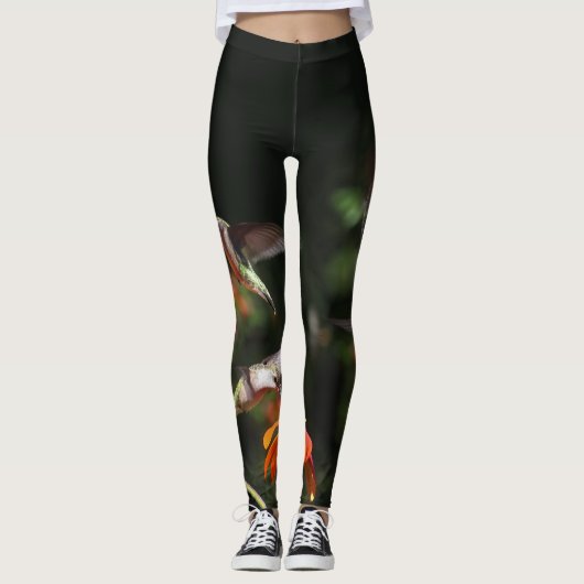 Leggings Guêtres d'impression de fleurs d'oiseaux de (Devant)