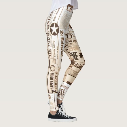 Leggings Guêtres d'impression de journal (Droite)