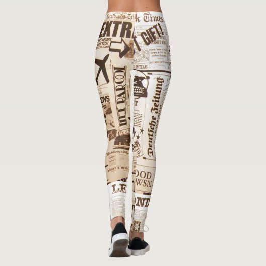 Leggings Guêtres d'impression de journal (Dos)