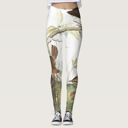 Leggings Guêtres d'impression de nids d'oiseaux de roitelet (Devant)