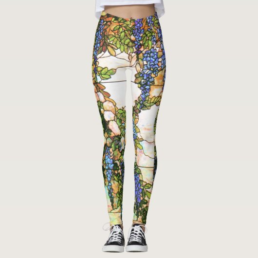 Leggings Guêtres d'impression de vigne de fleur de glycines (Devant)