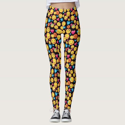 Leggings Guêtres d'impression d'Emoji d'amusement (Devant)