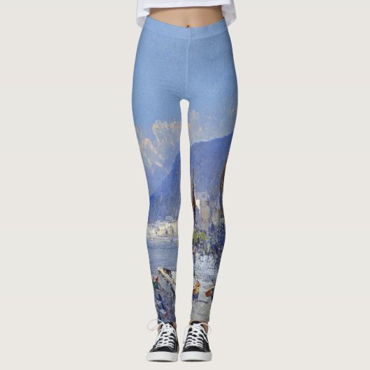 Leggings Guêtres d'impression d'océan de fleurs de Capri (Devant)