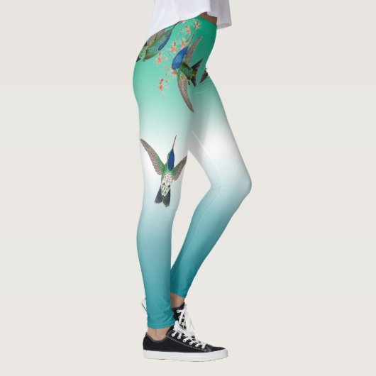 Leggings Guêtres d'impression d'Ombre de fleurs de colibris (Droite)
