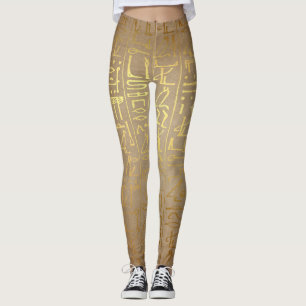 Leggings Guêtres égyptiennes de hiéroglyphes d'or vintage