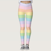 Leggings Guêtres en pastel de rayure d'arc-en-ciel (Devant)