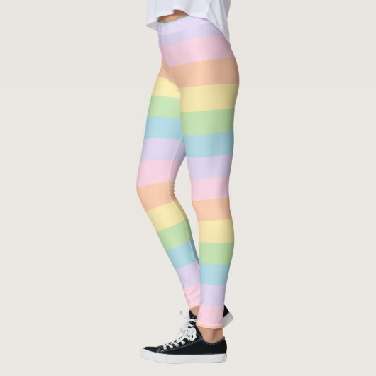 Leggings Guêtres en pastel de rayure d'arc-en-ciel (Gauche)