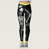 Leggings Guêtres faites sur commande DANSANT le SQUELETTE (Devant)