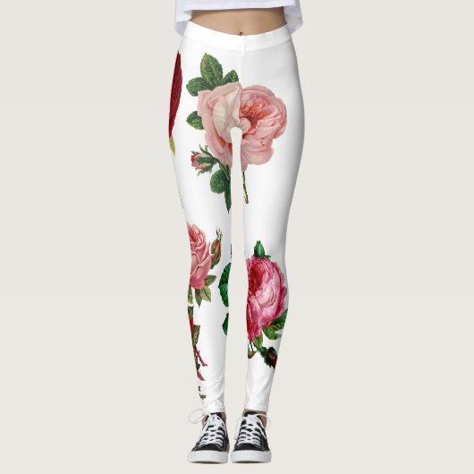 Leggings Guêtres faites sur commande florales et blanches (Devant)