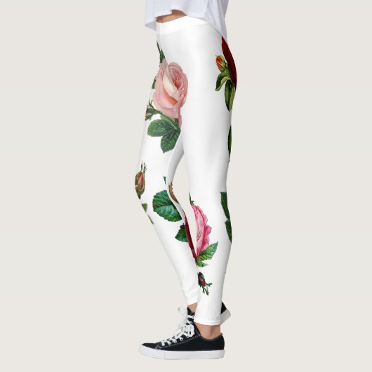 Leggings Guêtres faites sur commande florales et blanches (Gauche)