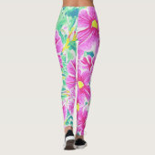 Leggings Guêtres florales blanches et vertes jaunes assez (Dos)