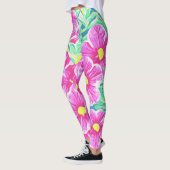 Leggings Guêtres florales blanches et vertes jaunes assez (Gauche)