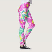 Leggings Guêtres florales blanches et vertes jaunes assez (Droite)