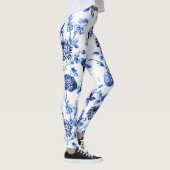Leggings Guêtres florales bleues de Capri Toile (Droite)
