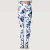 Leggings Guêtres florales bleues de Capri Toile (Devant)