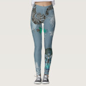 Leggings Guêtres florales d'art - Ferdinand bleu (Devant)