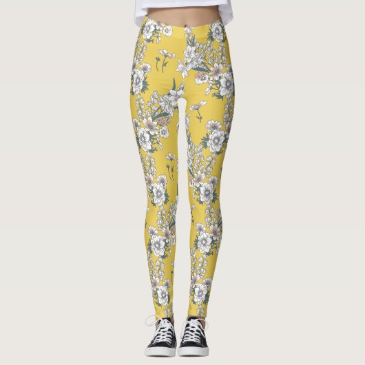 Leggings Guêtres florales de brise d'été (Devant)