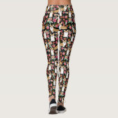 Leggings Guêtres florales de corgi - noir (Dos)
