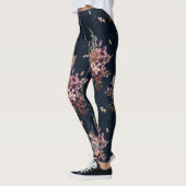 Leggings Guêtres florales de la marine des femmes (Gauche)