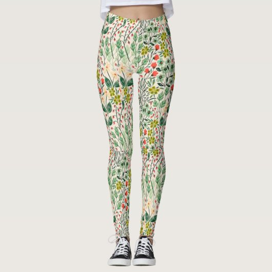 Leggings Guêtres florales de yoga (Devant)
