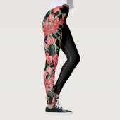 Leggings Guêtres florales d'impression de fleur rouge (Droite)