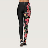 Leggings Guêtres florales d'impression de fleur rouge (Dos)