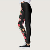 Leggings Guêtres florales d'impression de fleur rouge (Gauche)