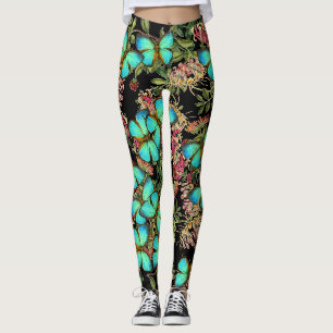 Leggings Guêtres florales d'impression de papillons
