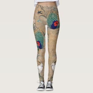 Leggings Guêtres florales d'impression d'oiseau de héron