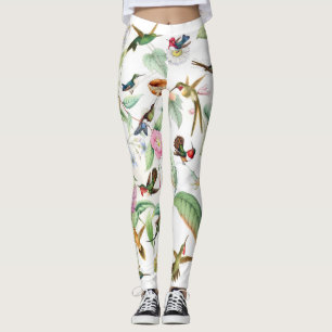 Leggings Guêtres florales d'impression d'oiseaux de colibr