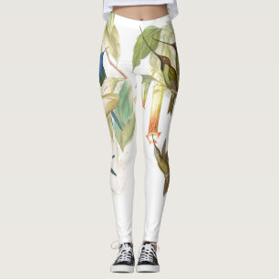 Leggings Guêtres florales d'impression d'oiseaux de colibr