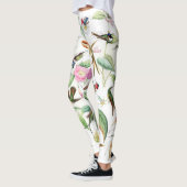 Leggings Guêtres florales d'impression d'oiseaux de colibri (Gauche)