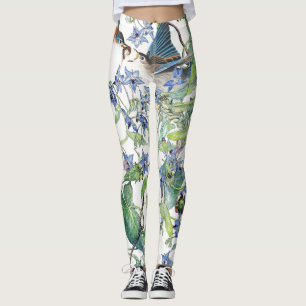 Leggings Guêtres florales d'impression d'oiseaux d'oiseau