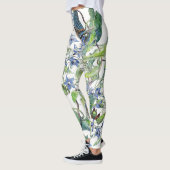Leggings Guêtres florales d'impression d'oiseaux d'oiseau (Gauche)